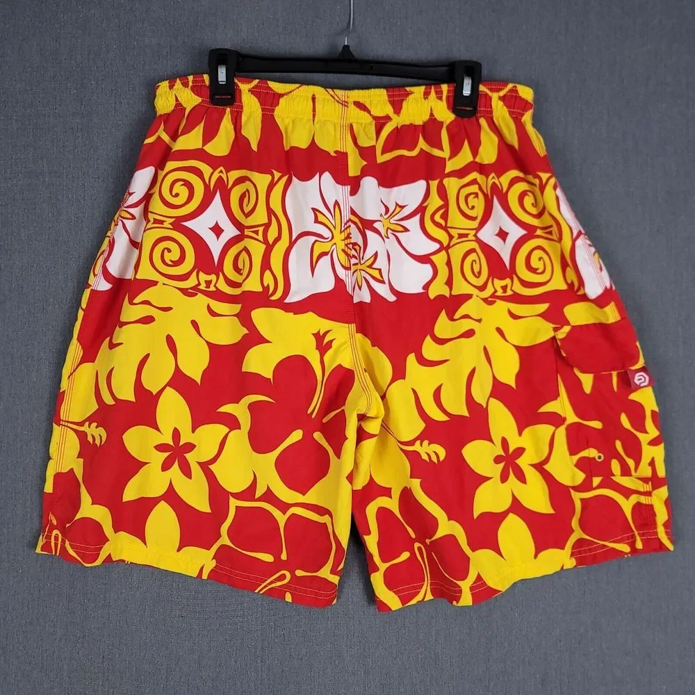 Ocean Pacific OP‎ Shorts Mens XL (Fits 34x10) Hawaiian Baggy Lined Swim Trunks